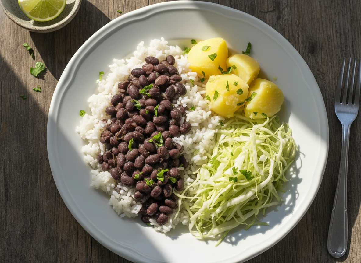 Arroz com feijão e repolho photo