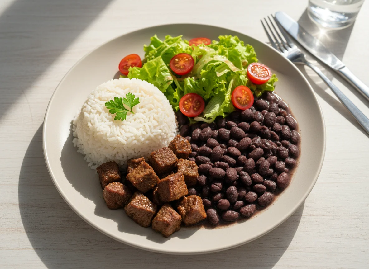 Arroz com Feijão e Salada photo