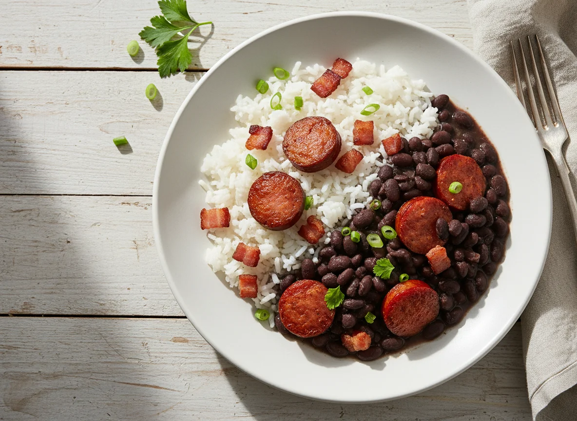 Arroz com Feijão e Salsicha photo