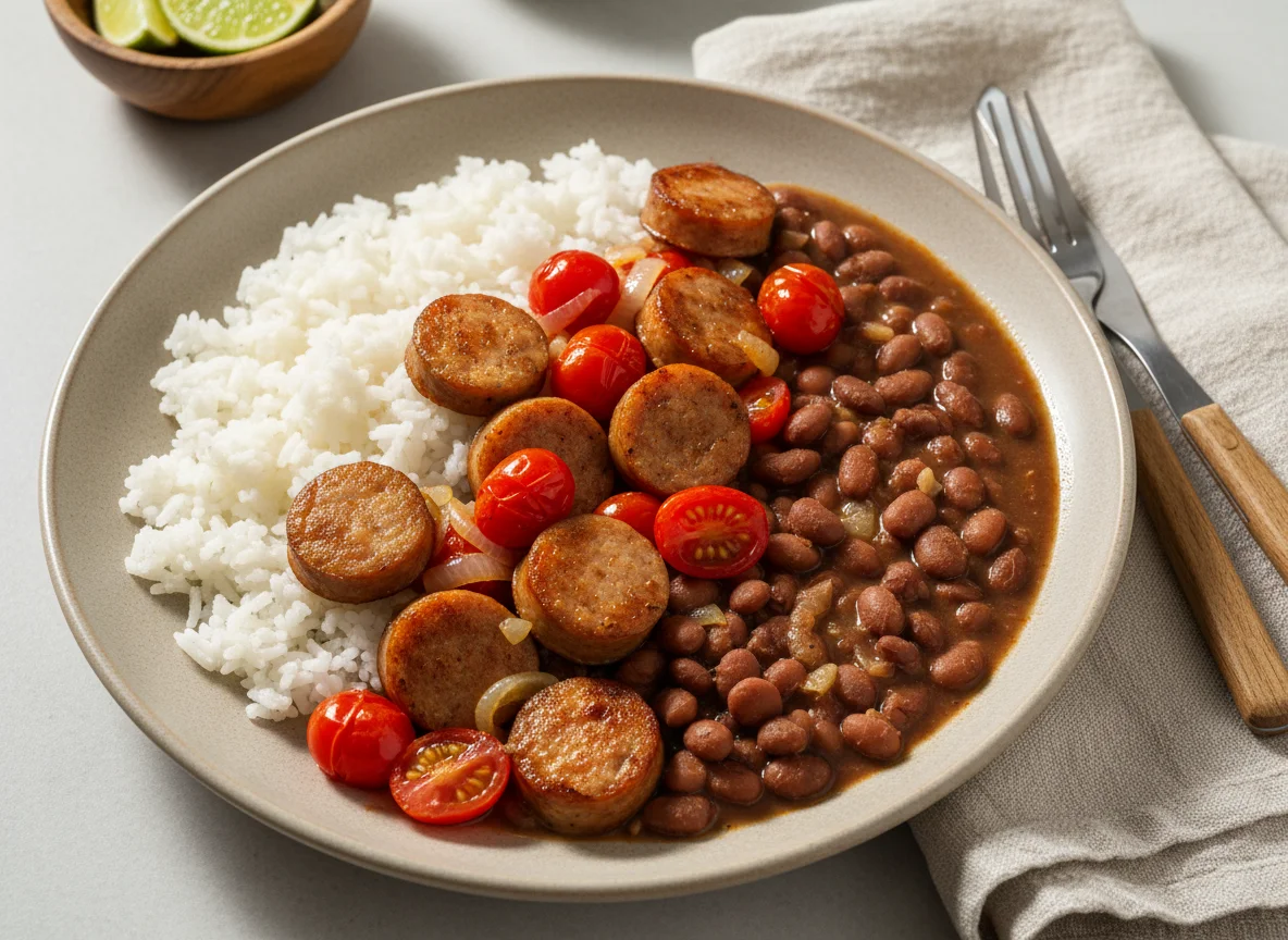 Arroz com Feijão, Linguiça e Tomate photo