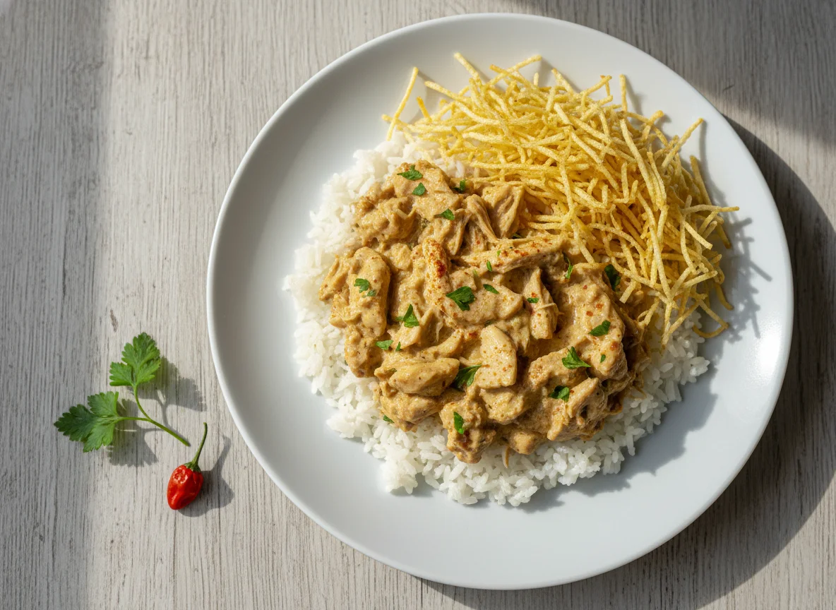 Arroz com frango cremoso photo