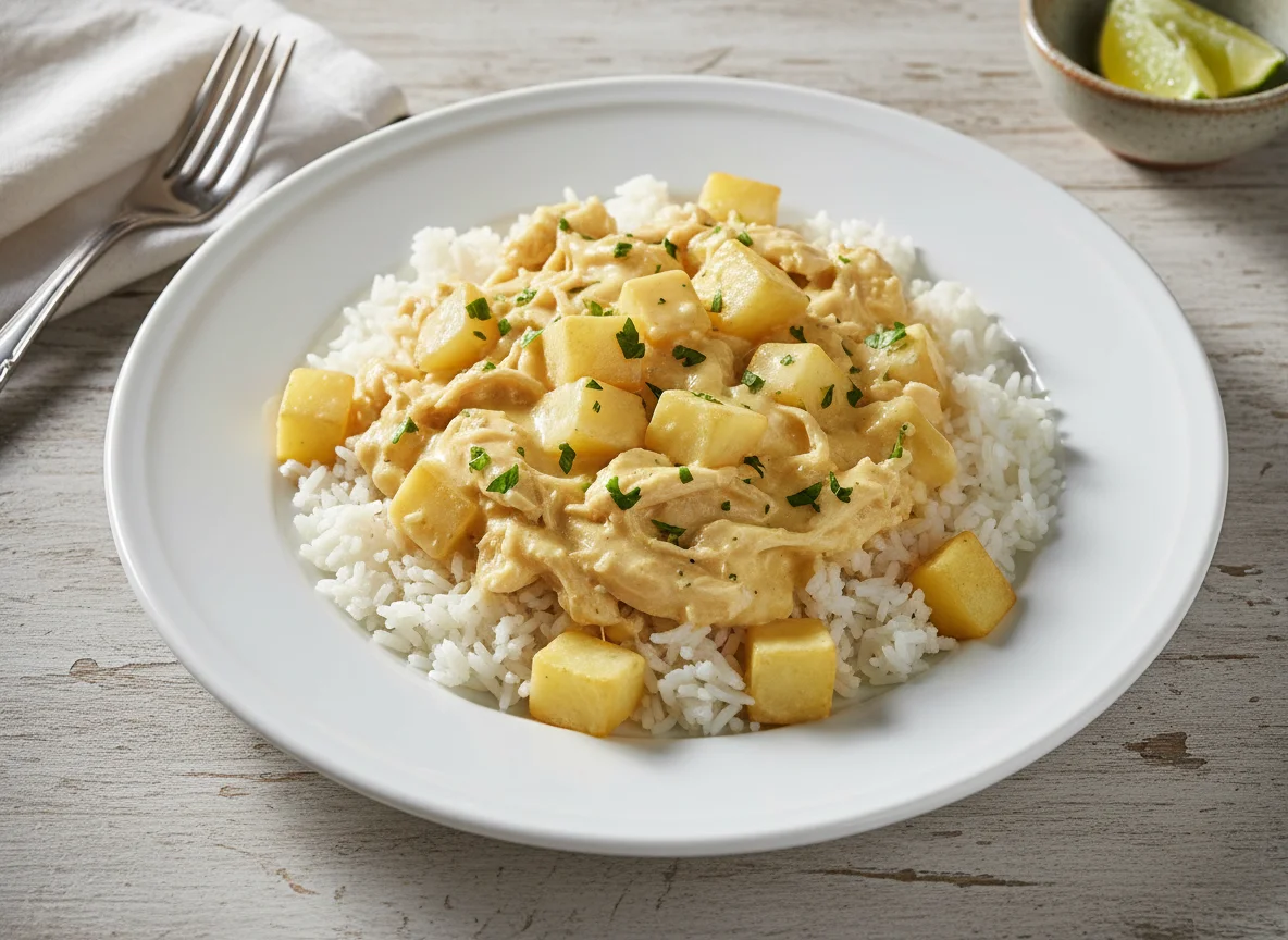 Arroz com frango cremoso e batata photo