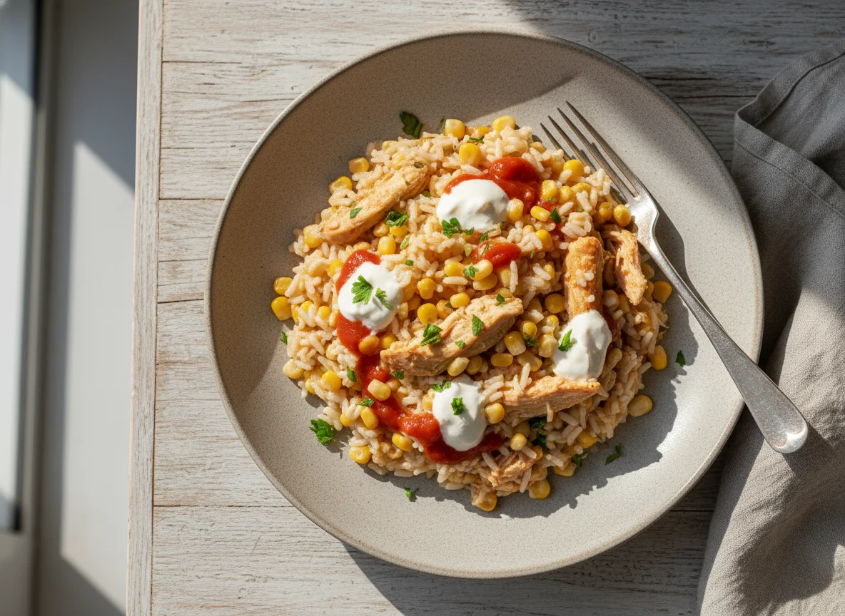 Arroz com Frango Cremoso e Milho photo