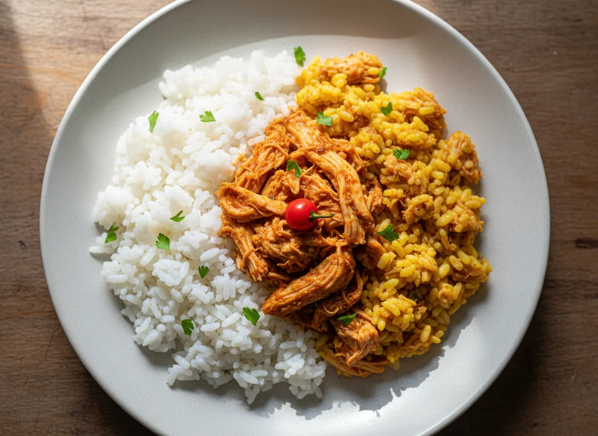 Arroz com Frango Desfiado e Arroz Amarelo photo