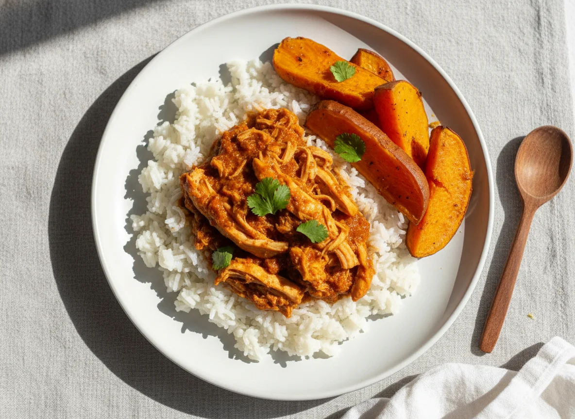 Arroz com frango e batata doce photo