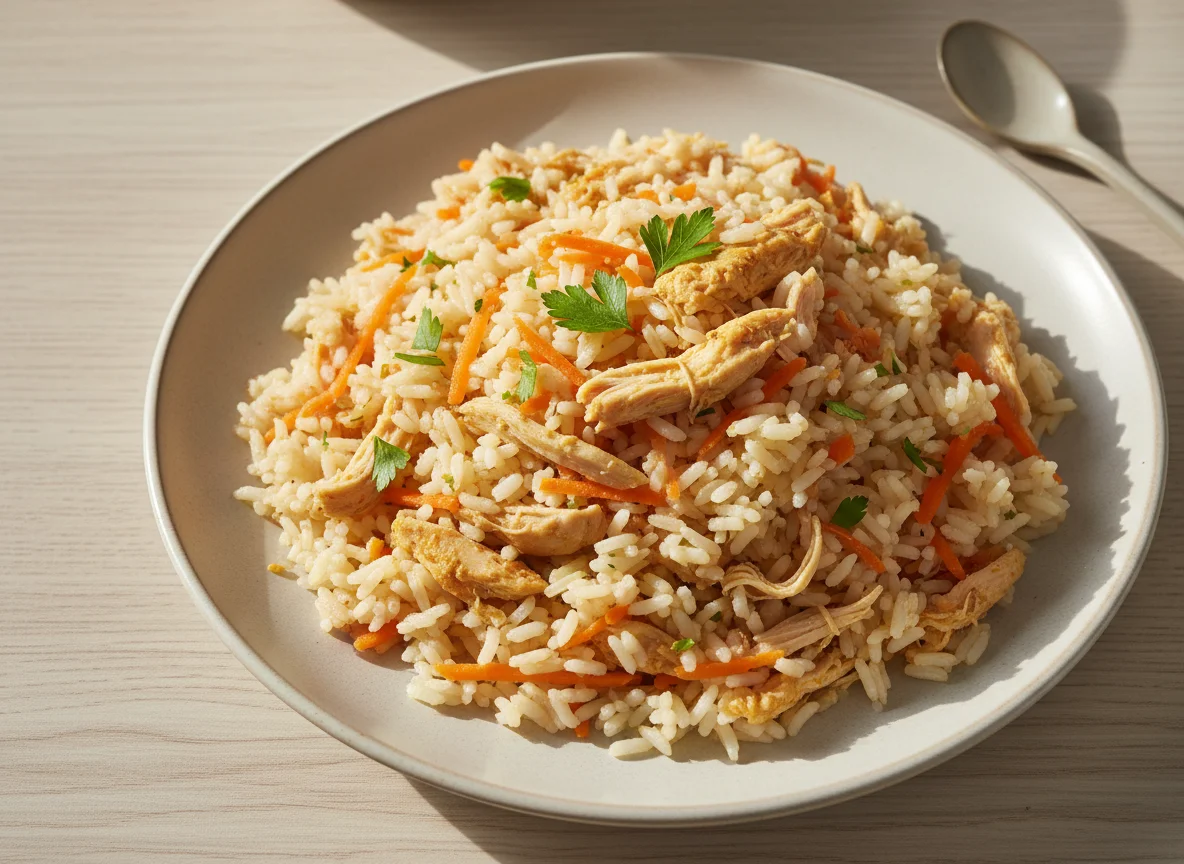 Arroz com frango e cenoura photo