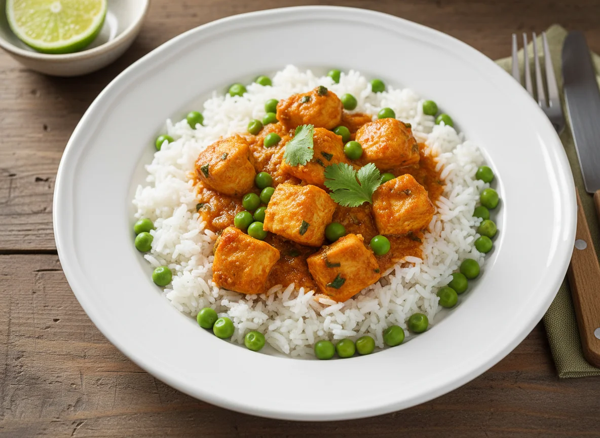 Arroz com frango e ervilhas photo