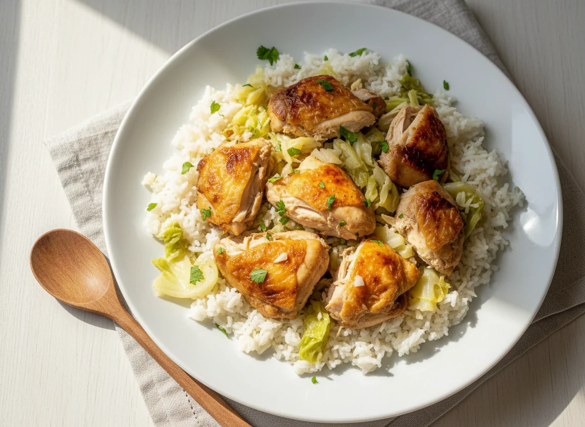 Arroz com frango e repolho photo