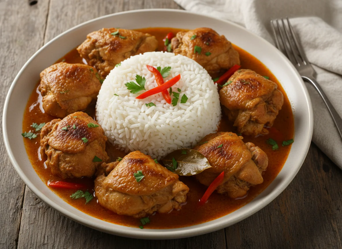 Arroz com frango estufado photo