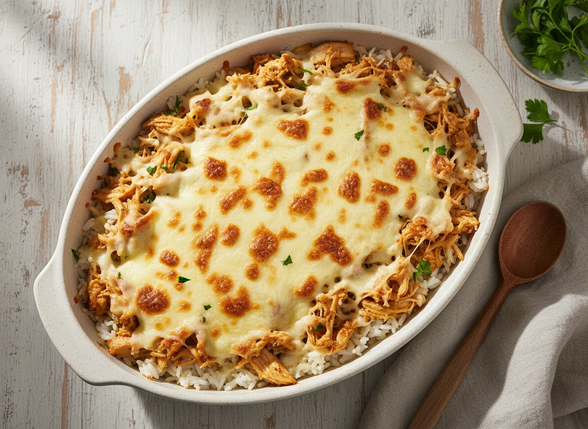 Arroz com frango gratinado photo