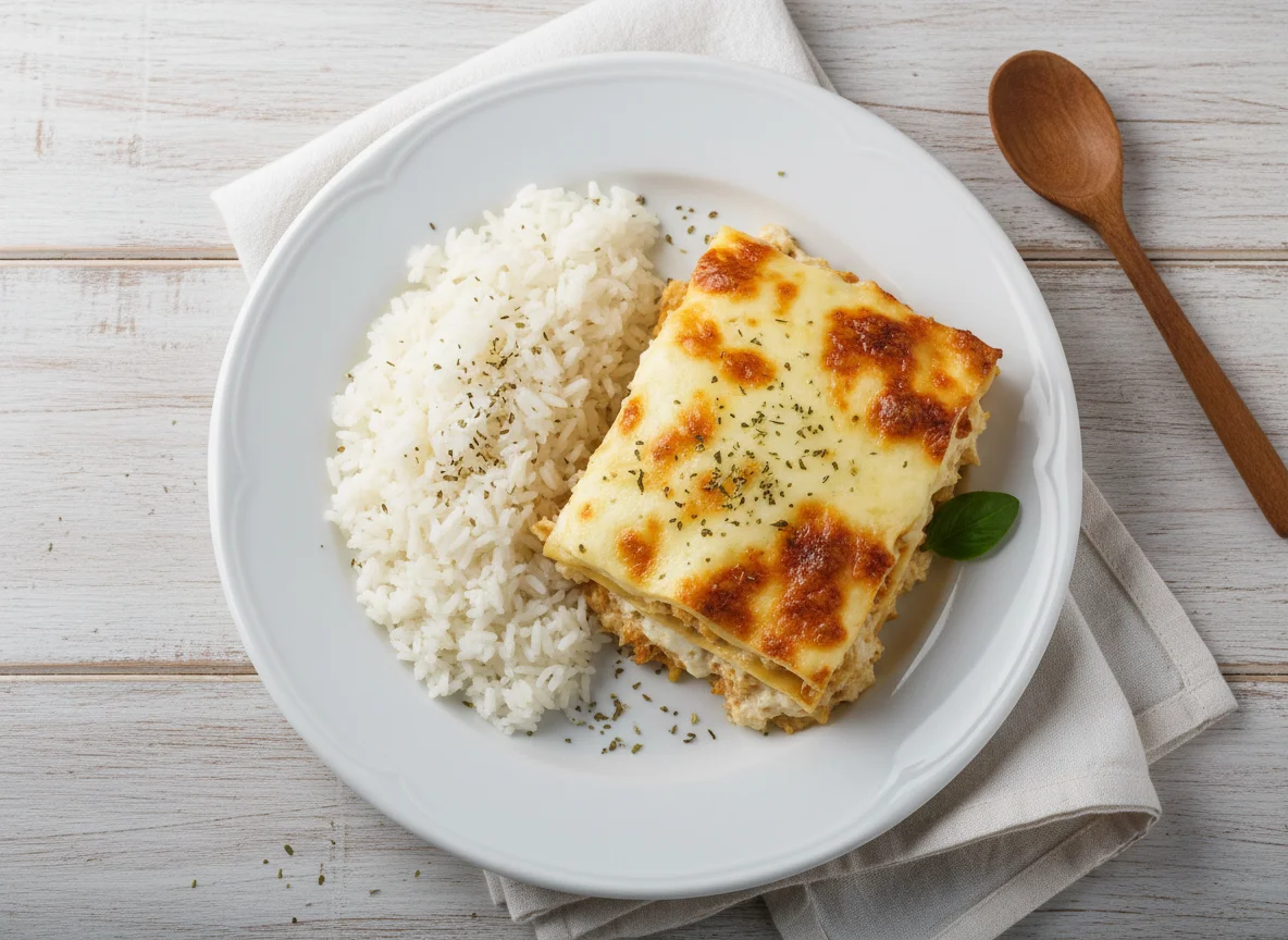 Arroz com Lasanha de Frango photo