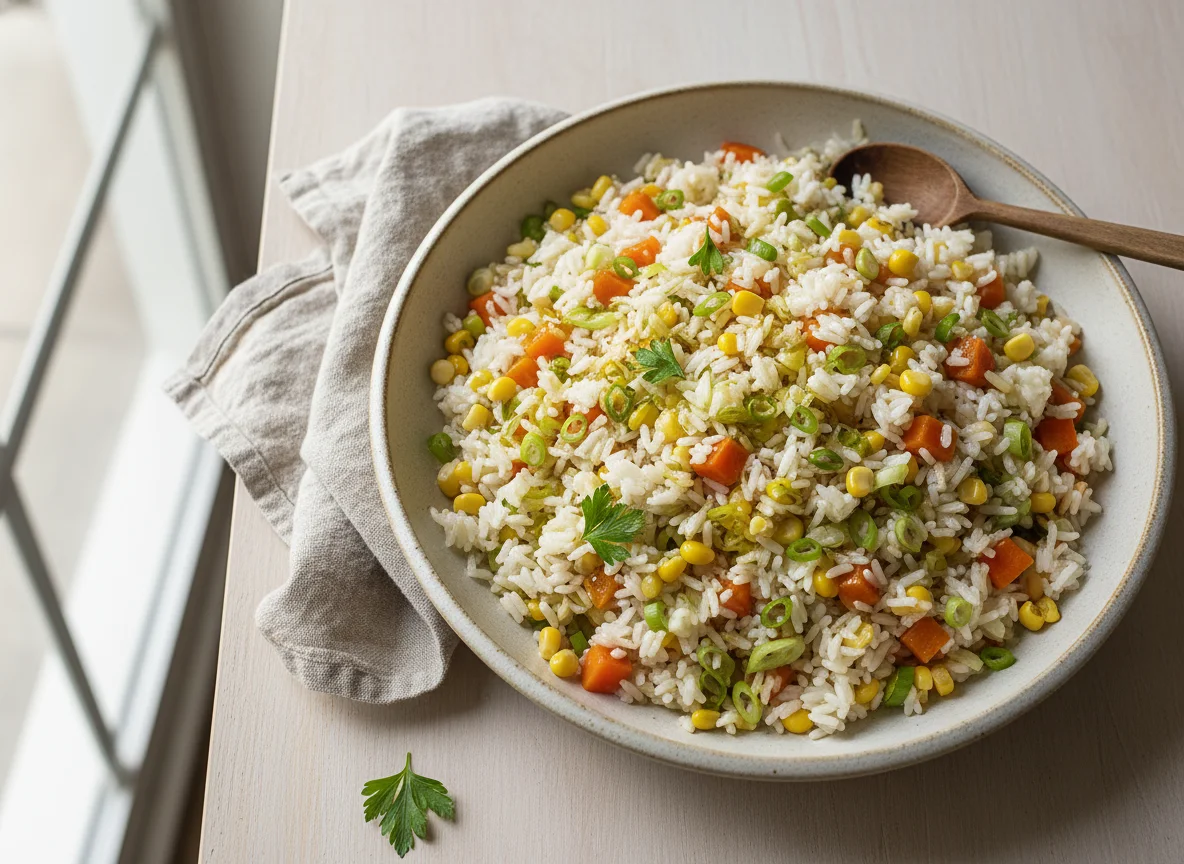 Arroz com legumes e azeite photo