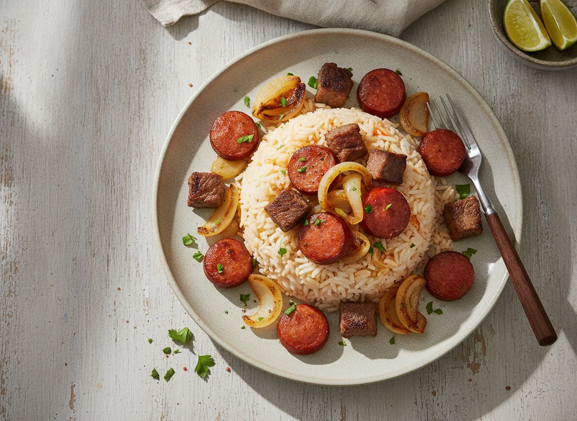 Arroz com Linguiça e Carne photo