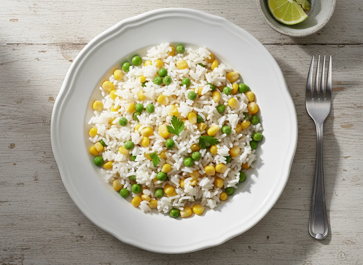 Arroz com milho e ervilha photo