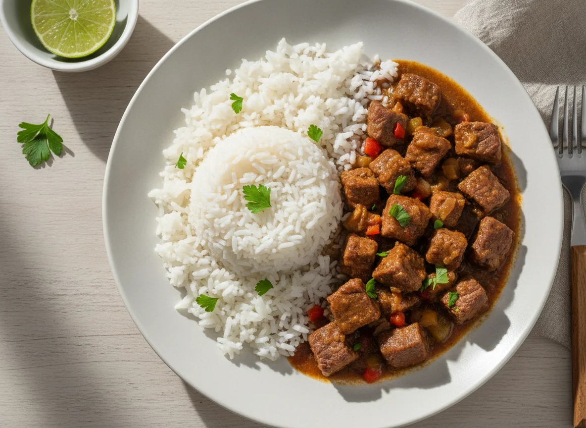 Arroz com Picadinho de Carne photo