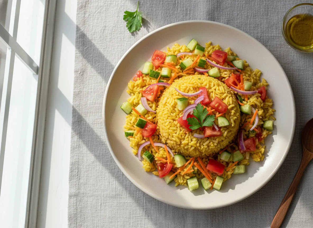 Arroz com salada photo