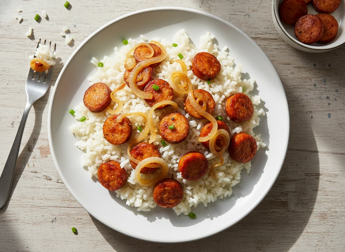 Arroz com Salsicha Acebolada photo