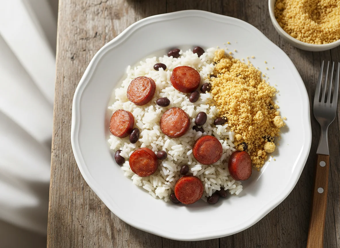 Arroz com Salsicha e Farofa photo