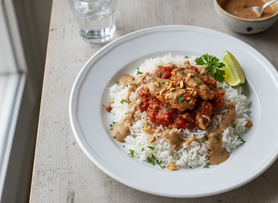 Arroz com sardinha e molho photo