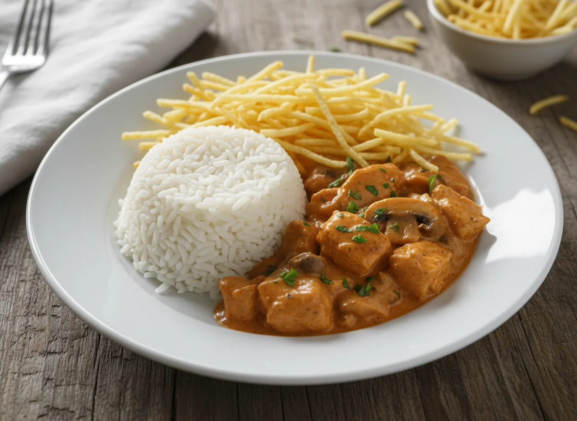 Arroz com Strogonoff de Frango photo
