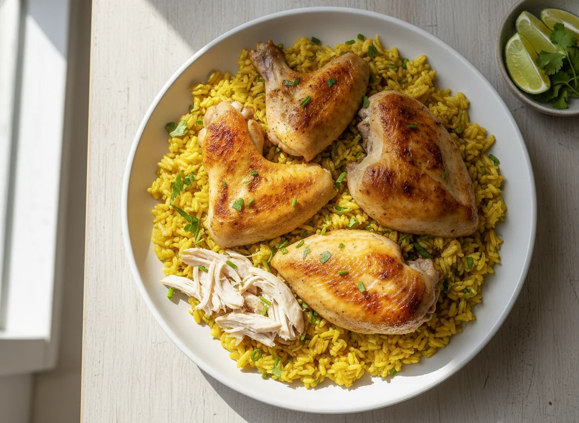 Arroz de açafrão com frango photo