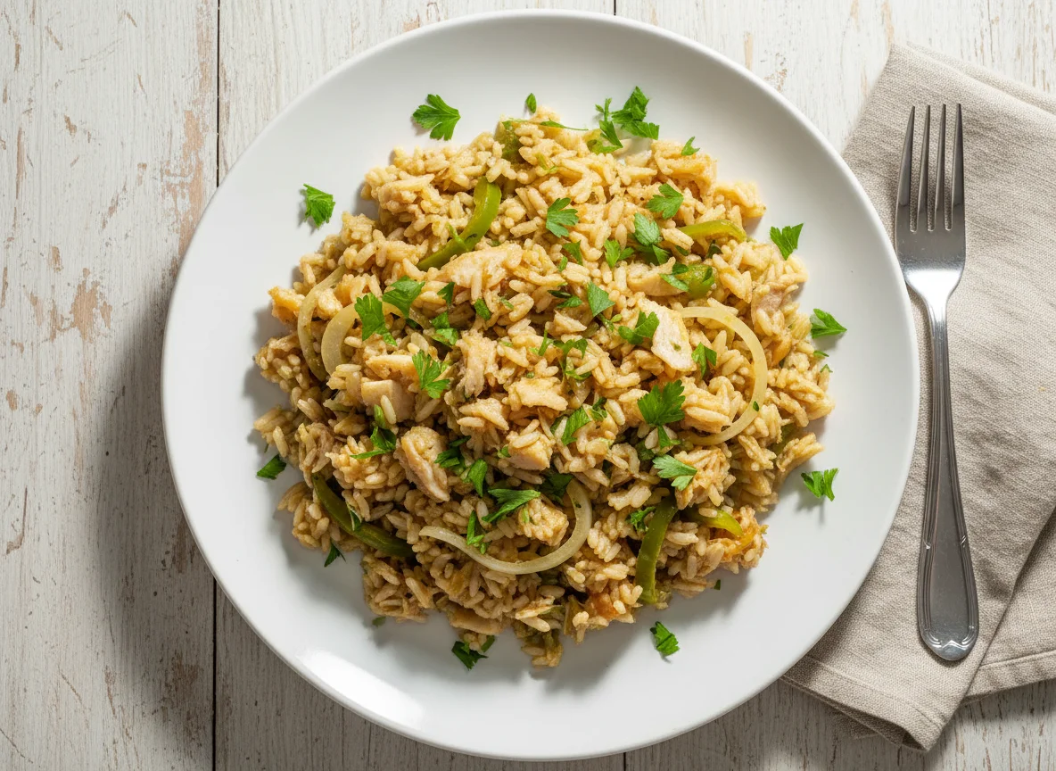 Arroz de bacalhau com salsa photo
