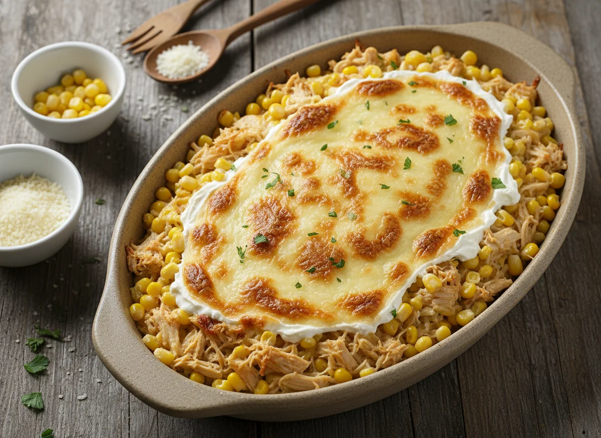 Arroz de forno com frango e milho photo