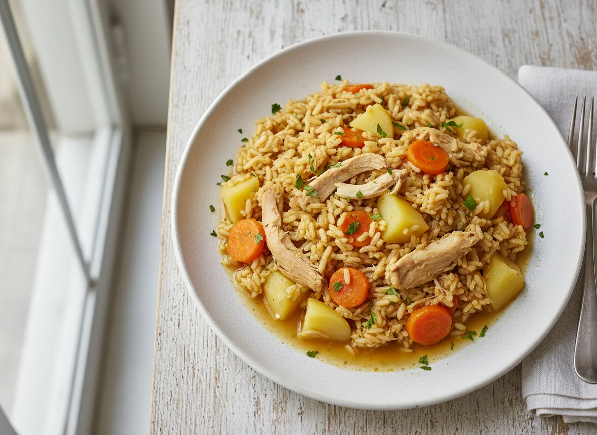 Arroz de frango com legumes photo