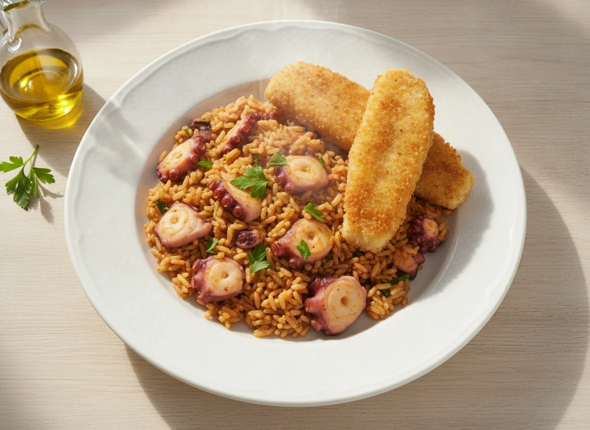 Arroz de Polvo com Peixe Frito photo