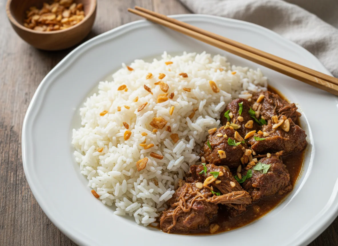 Arroz e Carne com Alho photo