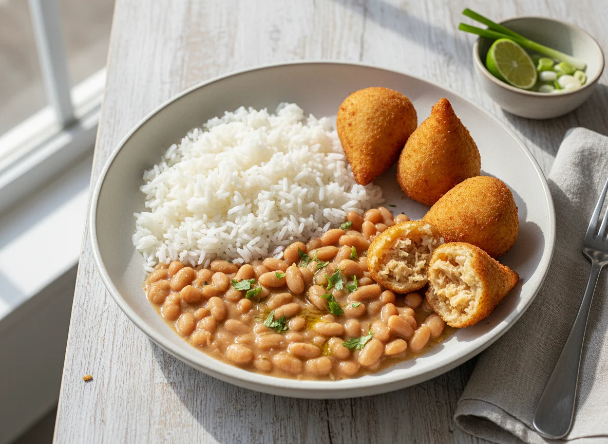 Arroz e feijão com acompanhamento photo