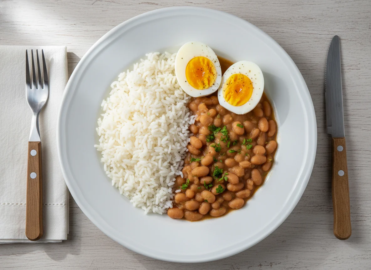 Arroz, Feijão e Ovo Cozido photo