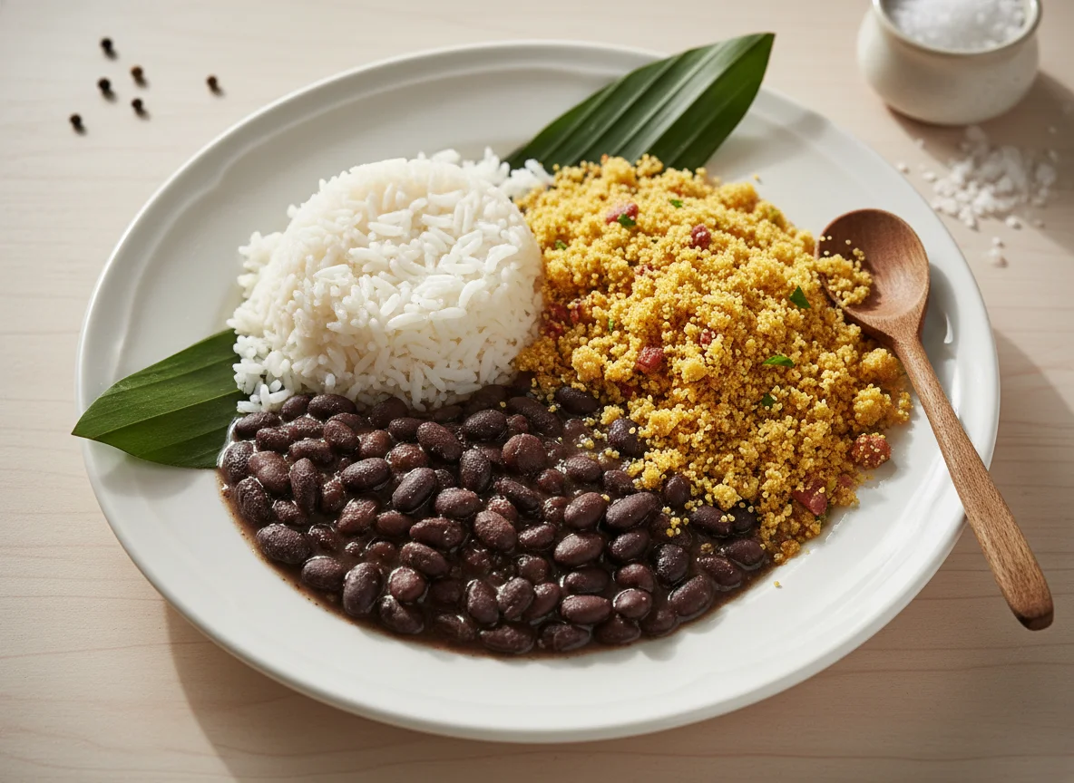 Arroz, Feijão Preto e Farofa photo