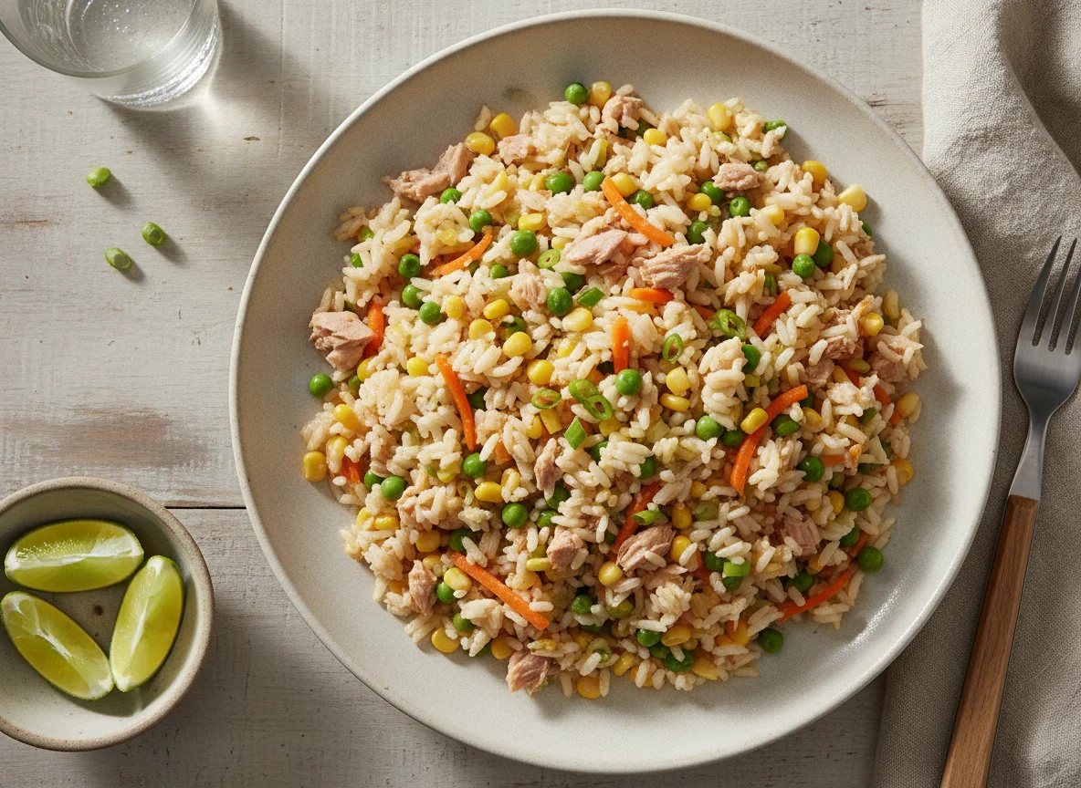 Arroz Temperado com Atum e Vegetais photo