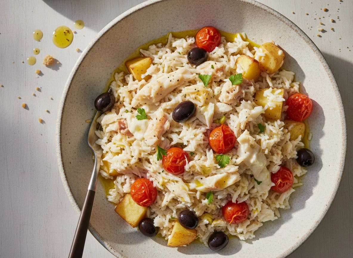 Bacalhau com Arroz e Azeitonas photo