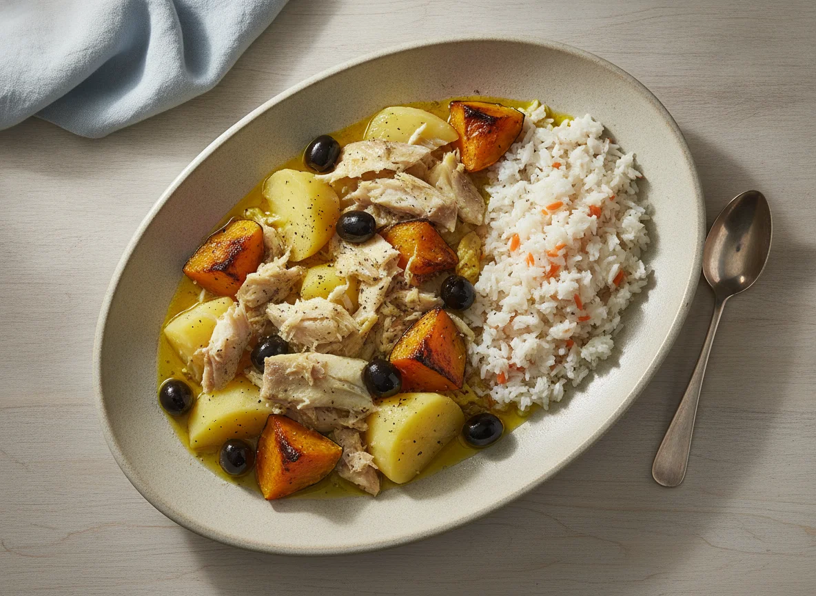 Bacalhau com Legumes e Arroz photo