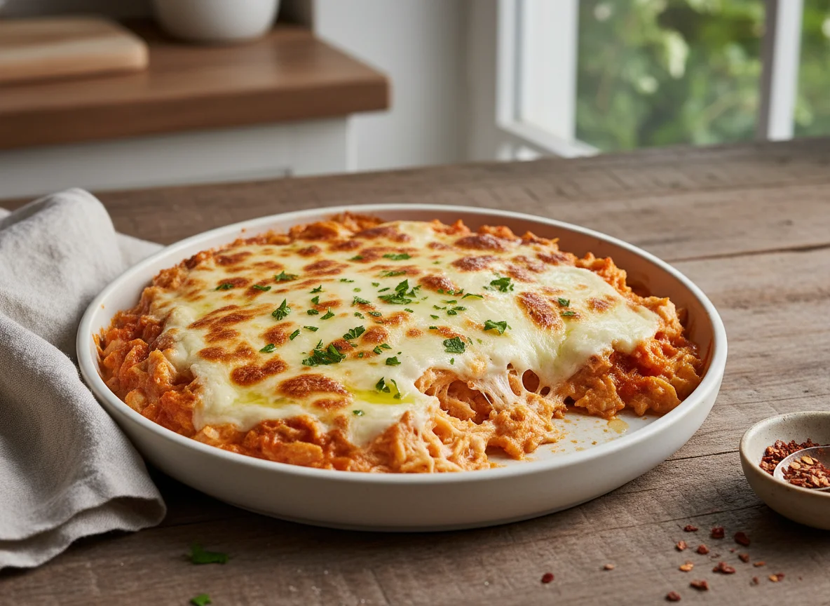 Bacalhau gratinado com molho e queijo photo