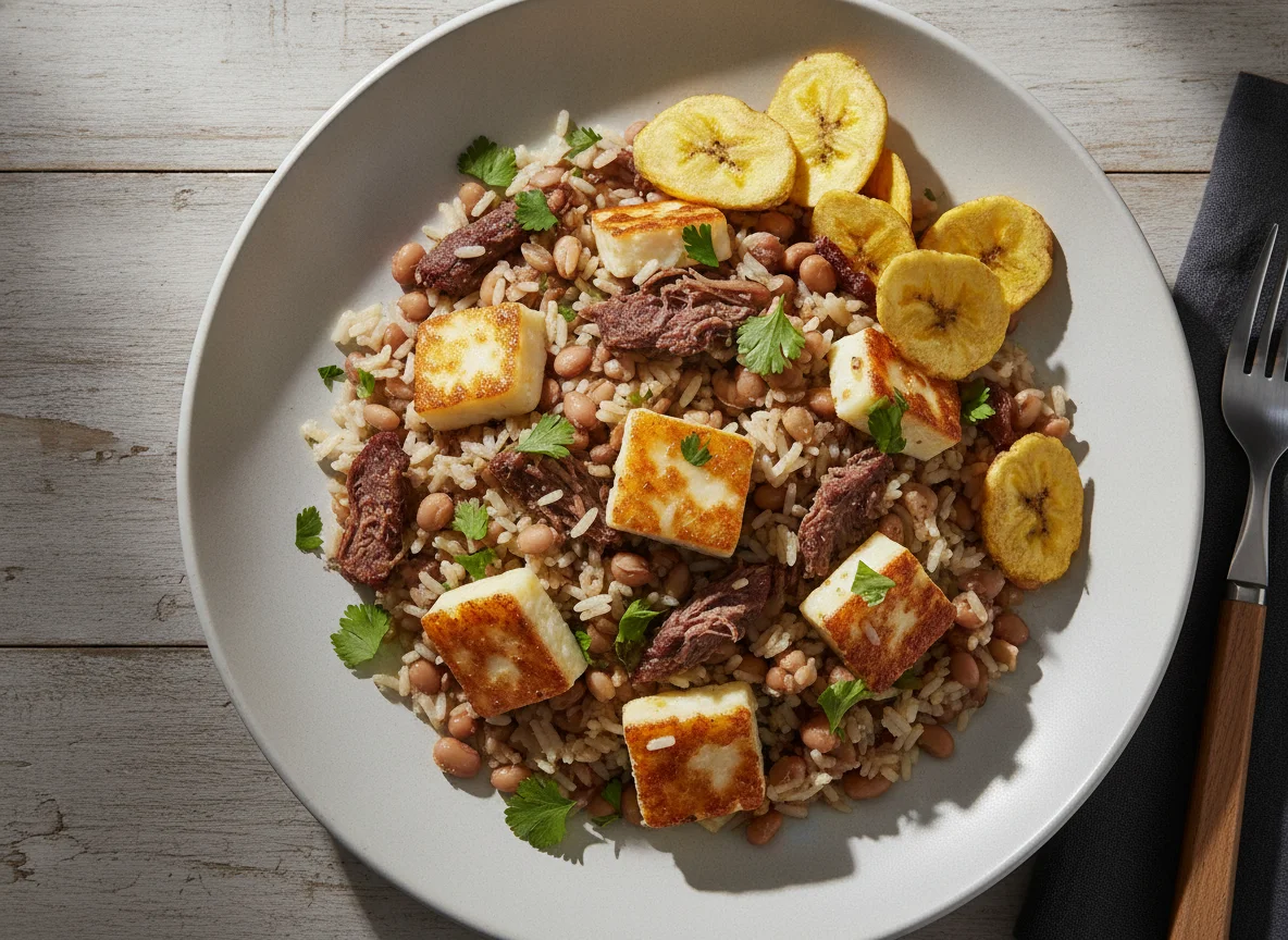 Baião de Dois com Chips de Banana da Terra photo