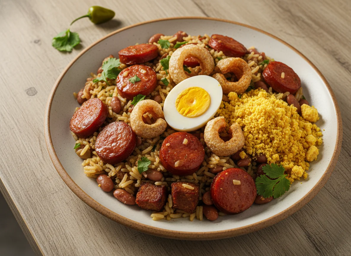 Baião de Dois com Linguiça e Torresmo photo