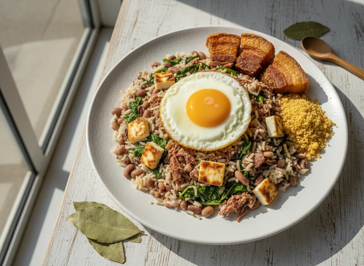 Baião de Dois com Ovo Frito e Torresmo photo
