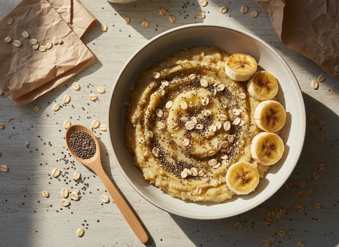 Banana amassada com sementes photo
