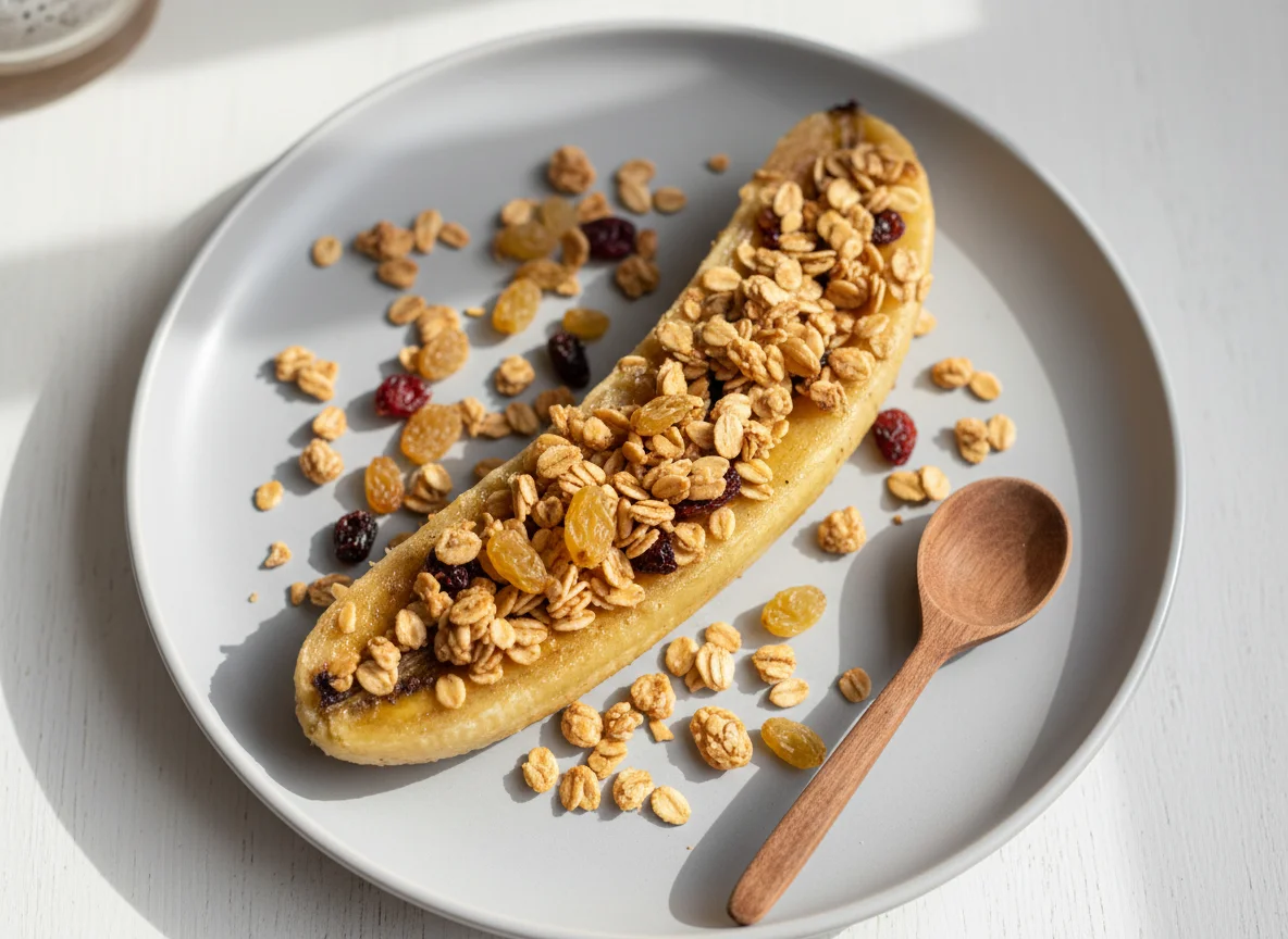 Banana assada com granola photo