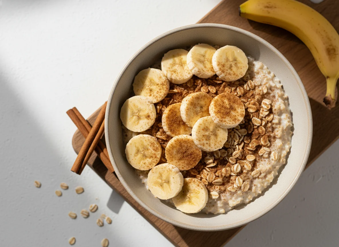 Banana com aveia e canela photo