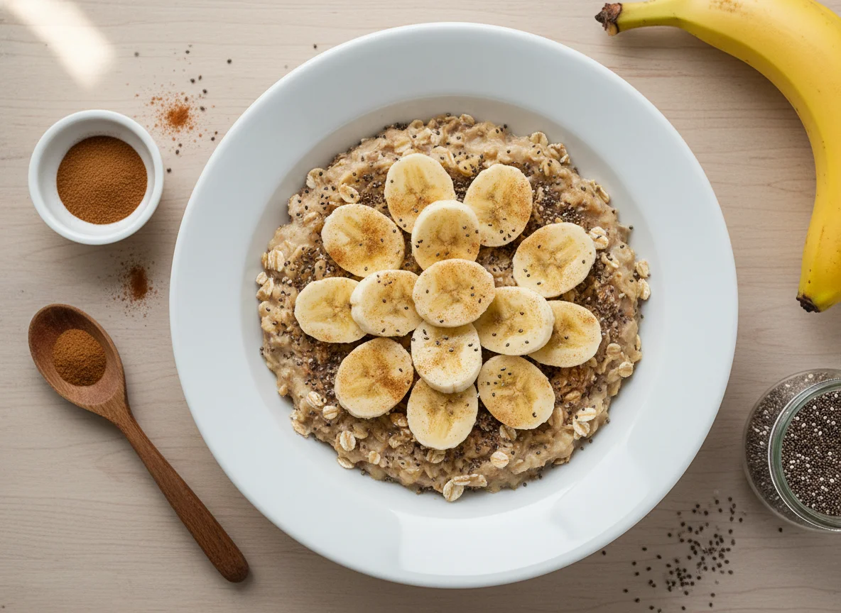 Banana com aveia e chia photo