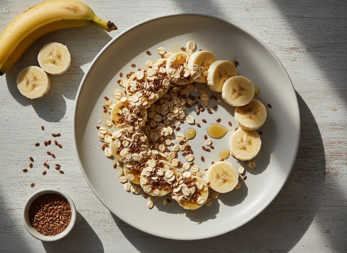 Banana com aveia e linhaça photo