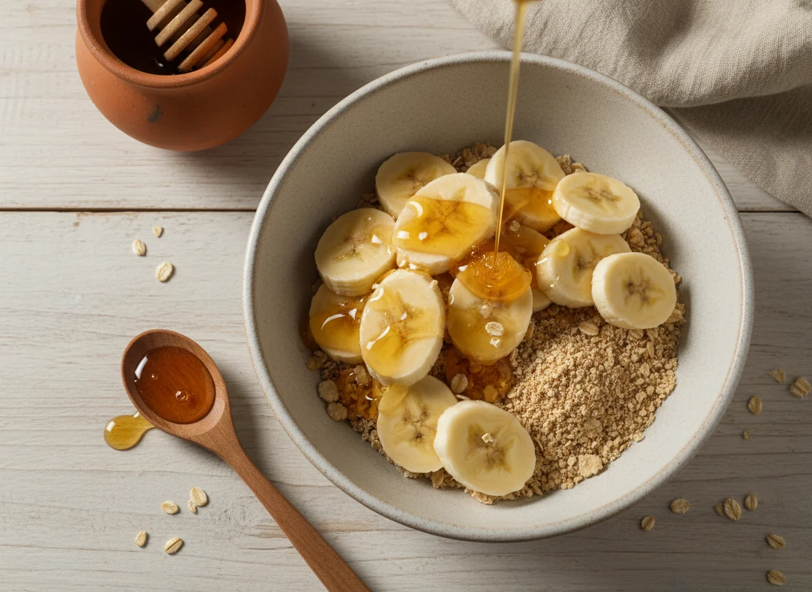 Banana com aveia e mel photo