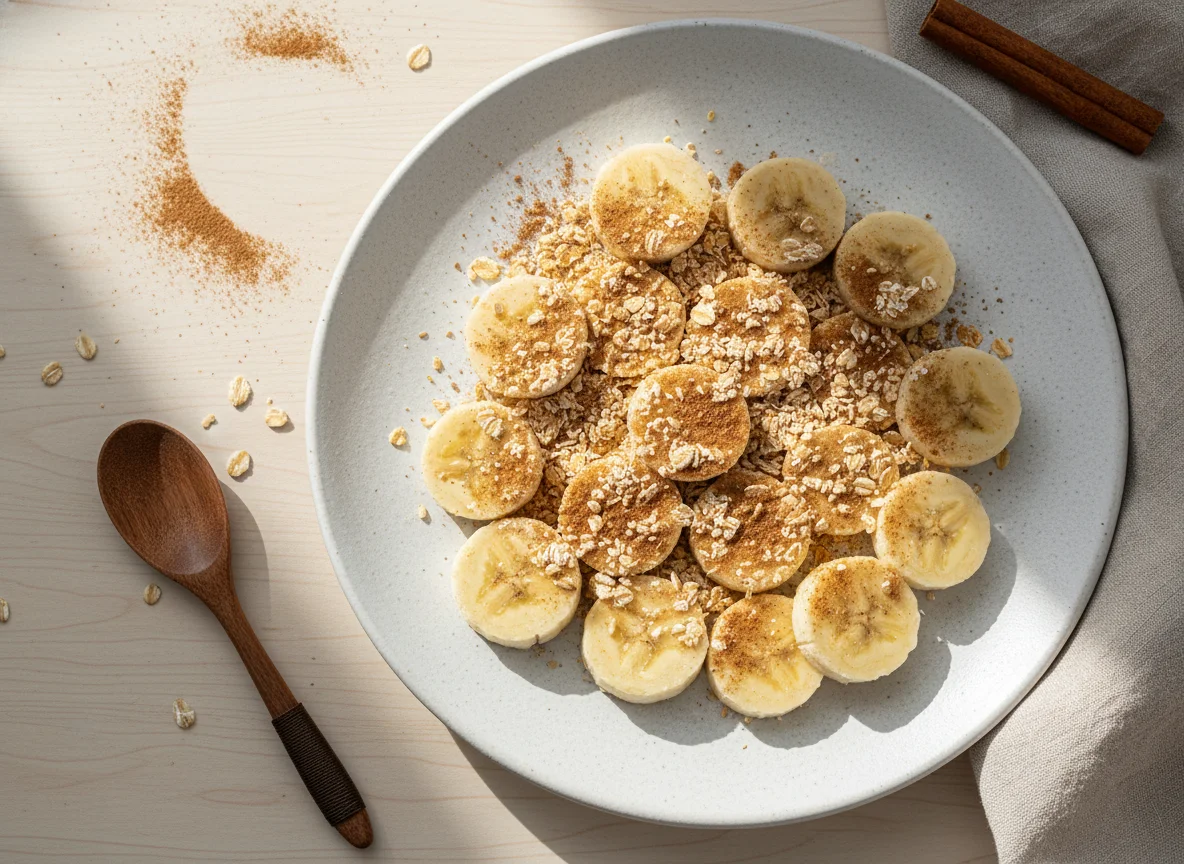 Banana com farelo de aveia e canela photo