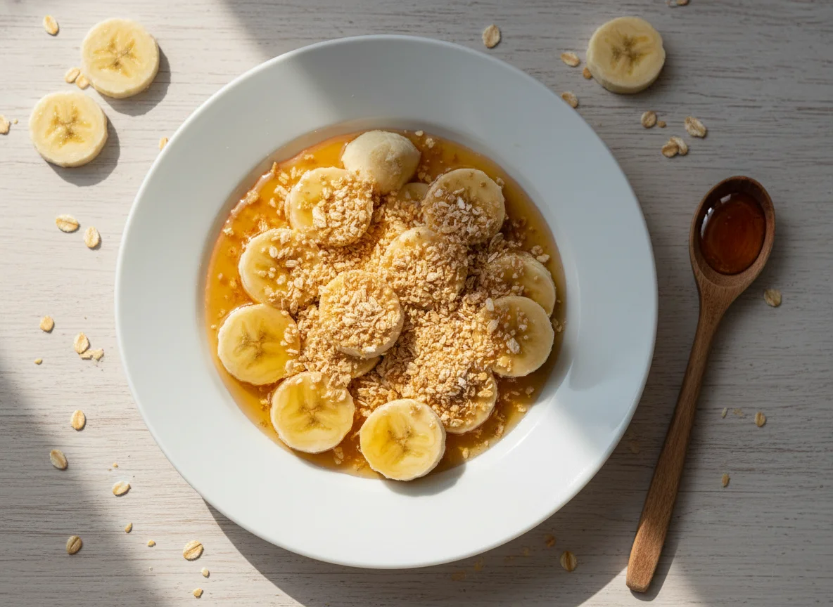 Banana com mel e farinha de aveia photo