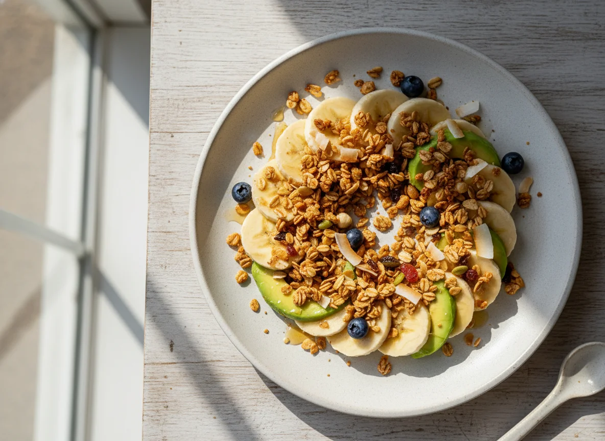 Banana e Abacate com Granola photo