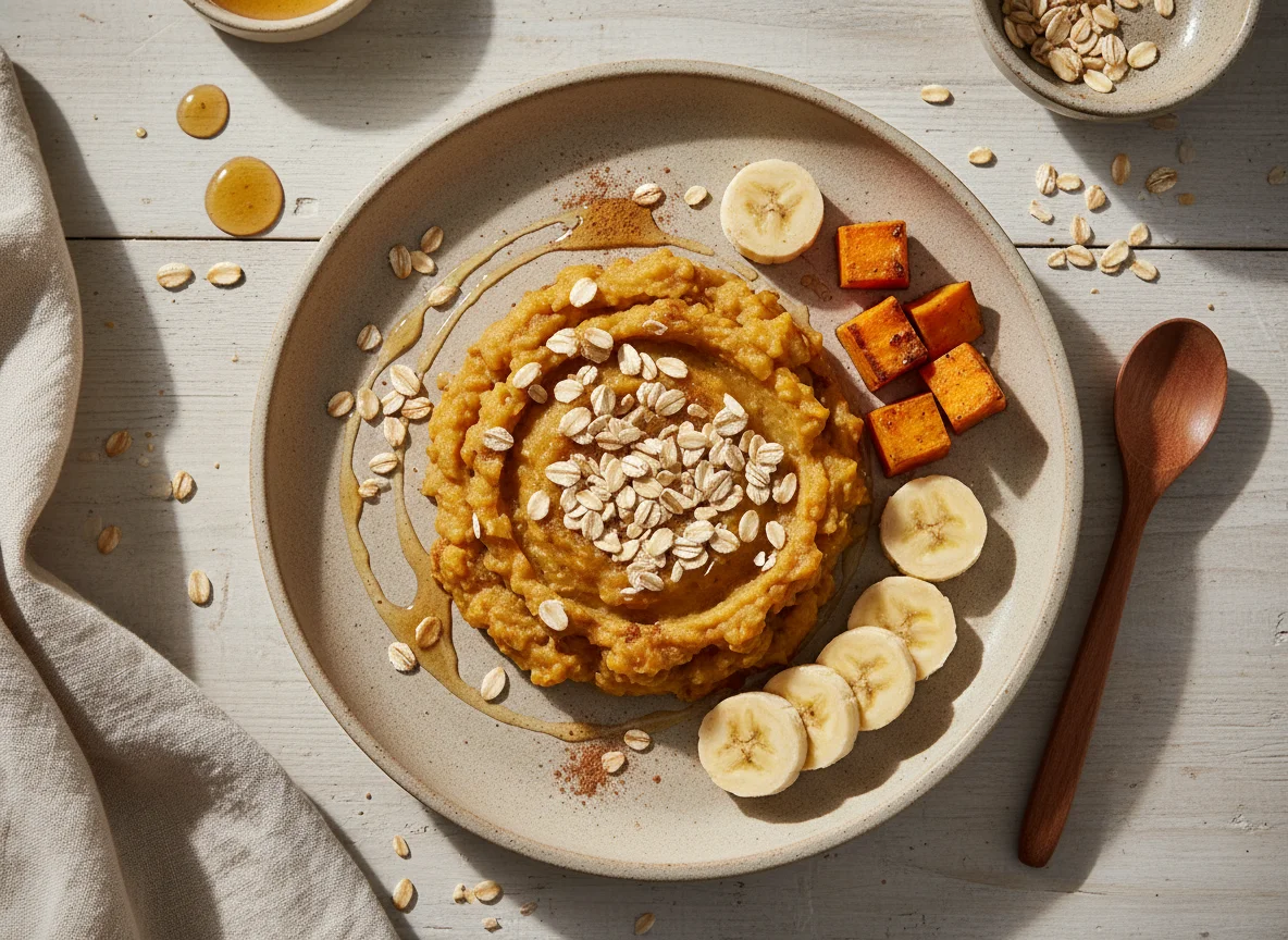 Banana e batata doce com aveia photo